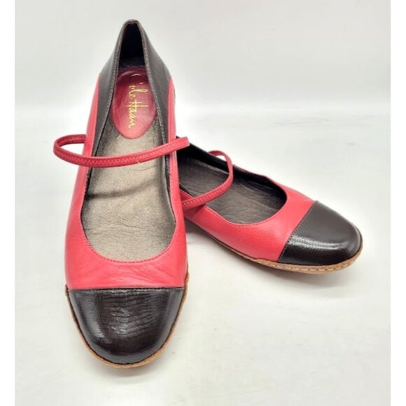 NWOT COLE HAAN Mary Jane Ballet Flats Shoes Cap Toe Red Brown Office Party Walk - Picture 1 of 5